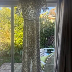 Diane Von Furstenberg Ivory Lace Overlay Maxi Dress